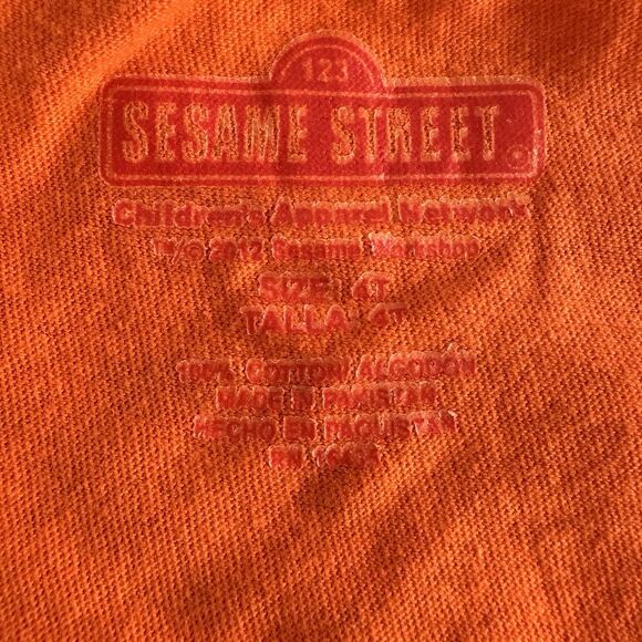 Elmo Girls Tee Size 4T Short Sleeve Sesame Street Orange Floral Happy T-Shirt - Picture 4 of 6